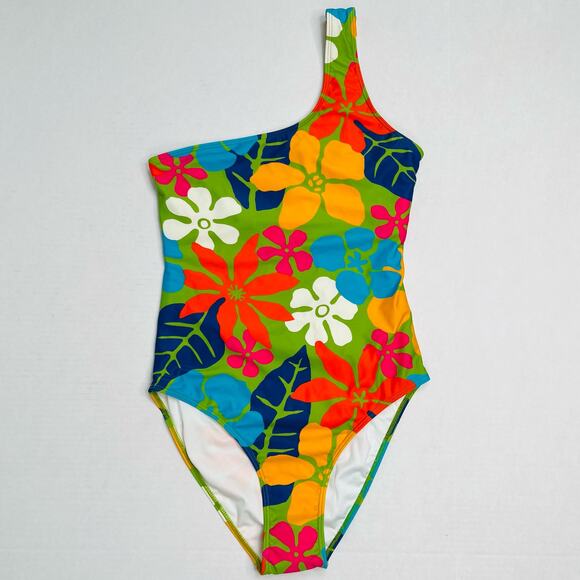 Faithfull the Brand Aurea One Shoulder One Piece Swimsuit Retro Floral NWT S - Picture 2 of 11